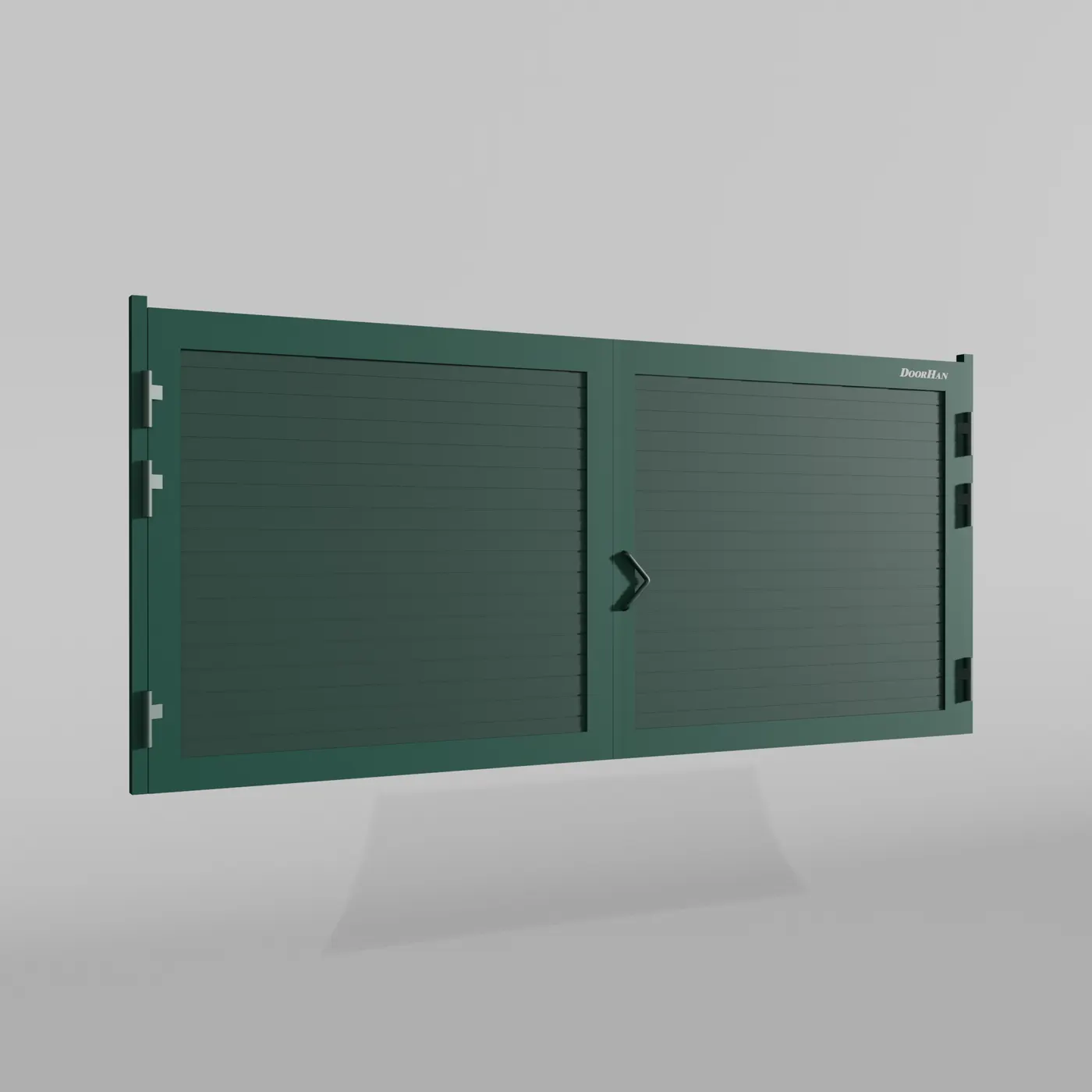 Распашные ворота DoorHan 3000х1400 цвета RAL 6005 (зелёный) с дизайном «доска» с автоматикой