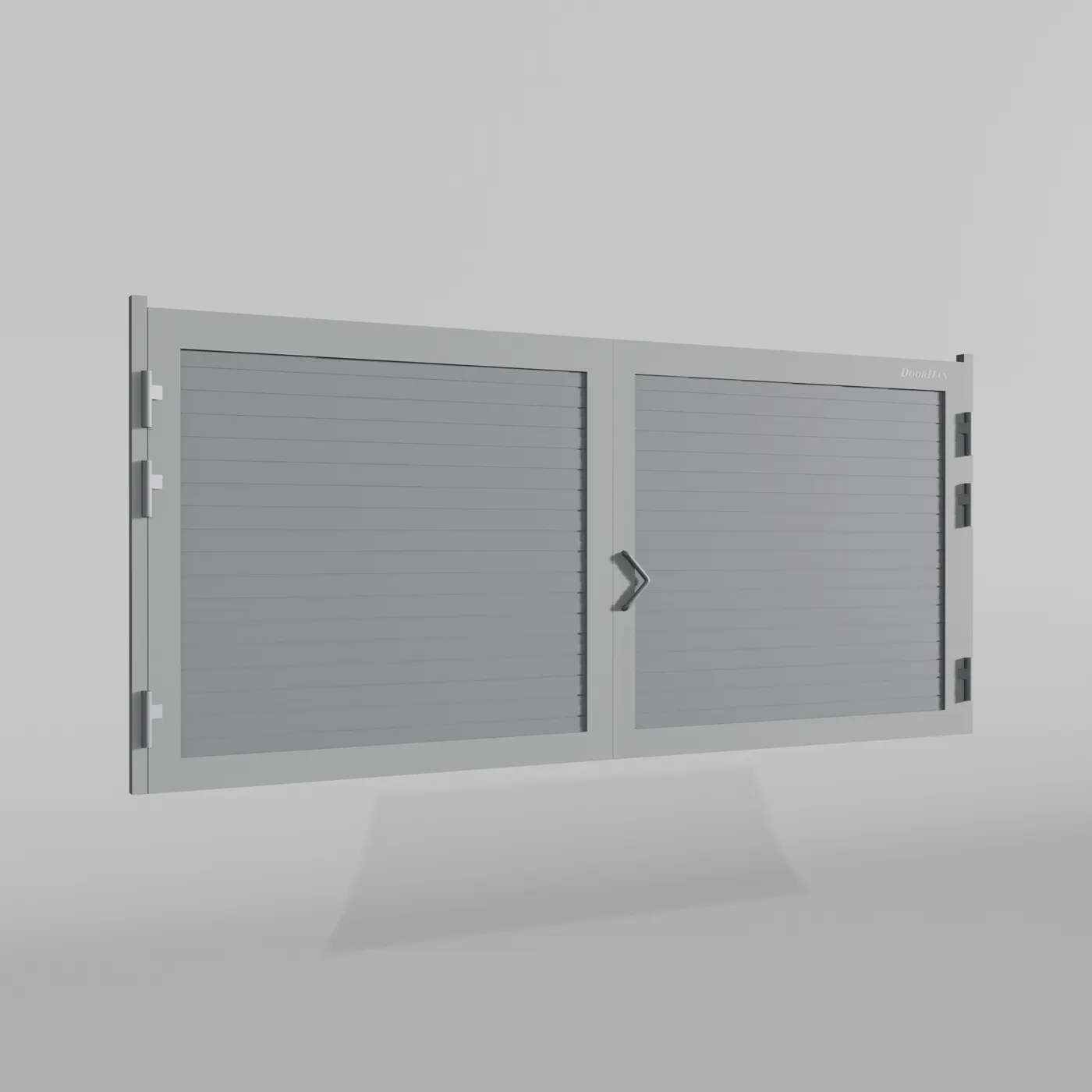 Распашные ворота DoorHan 3600х1100 цвета RAL 7004 (серый) с дизайном «доска» с автоматикой