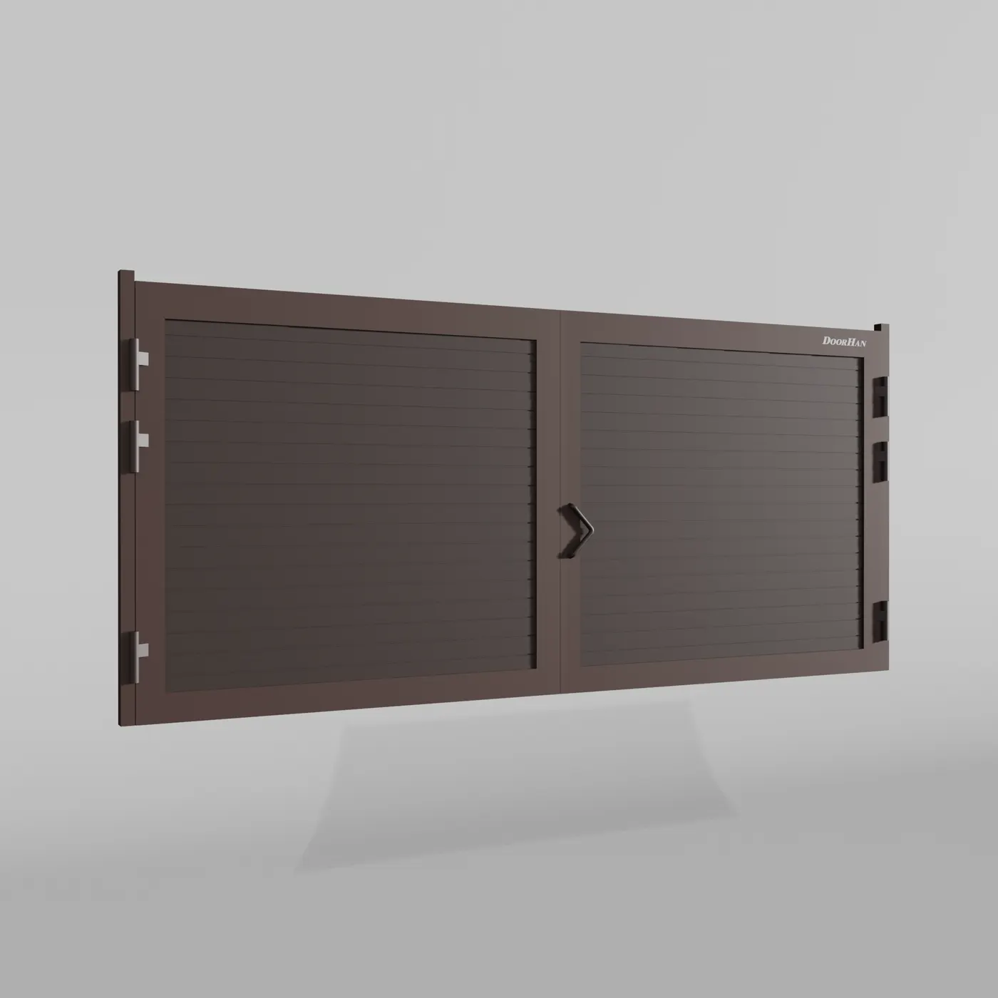 Распашные ворота DoorHan 2700х1000 цвета RAL 8017 (коричнево-красный) с дизайном «доска» с автоматикой