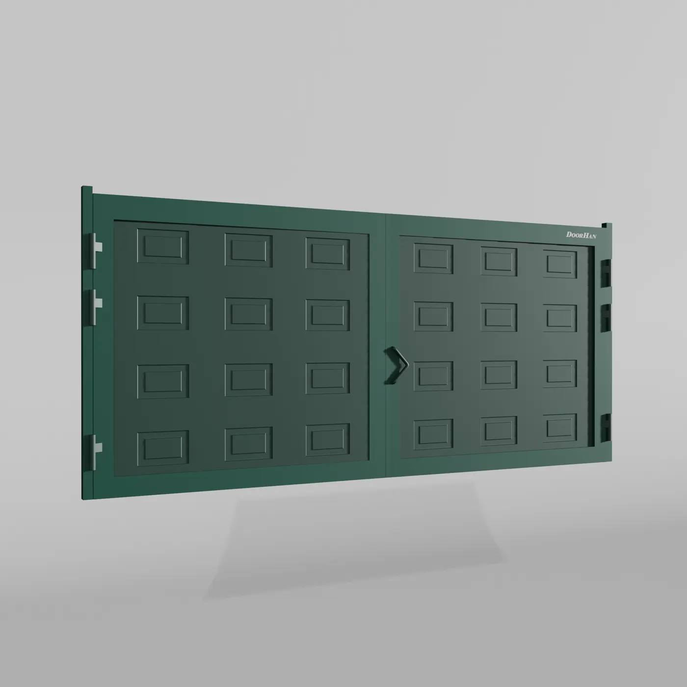 Распашные ворота DoorHan 3900х1900 цвета RAL 6005 (зелёный) с дизайном «филенка» с автоматикой
